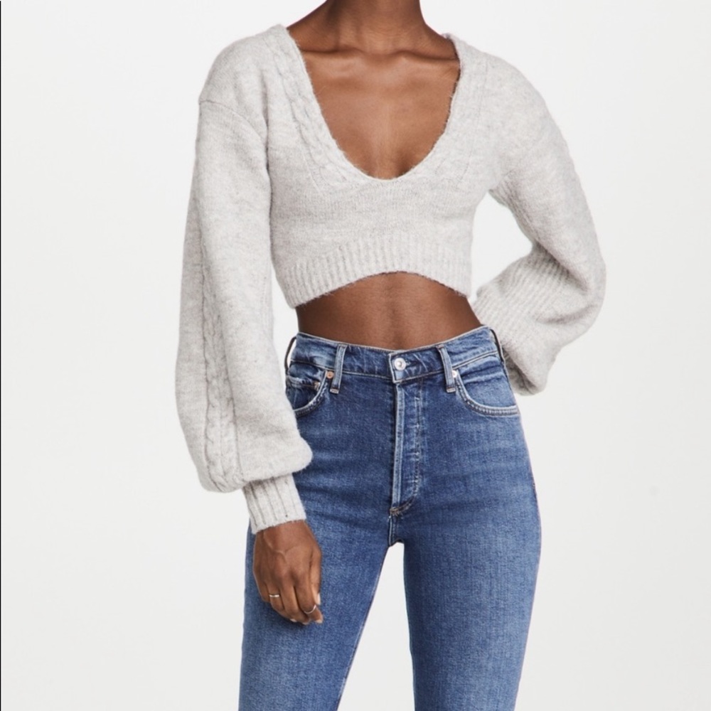 For Love & Lemons Amelia Crop Sweater Size S
